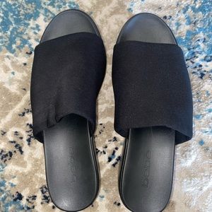 Black BEBE platform sandals
